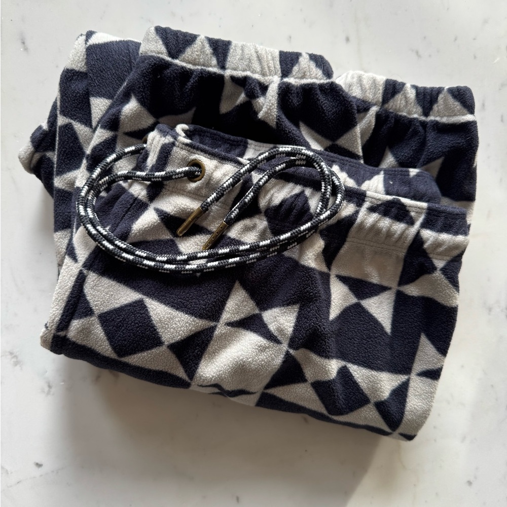 The Great x Eddie Bauer, Women Fleece Drawstring Sweatpants, Size L, Navy/White